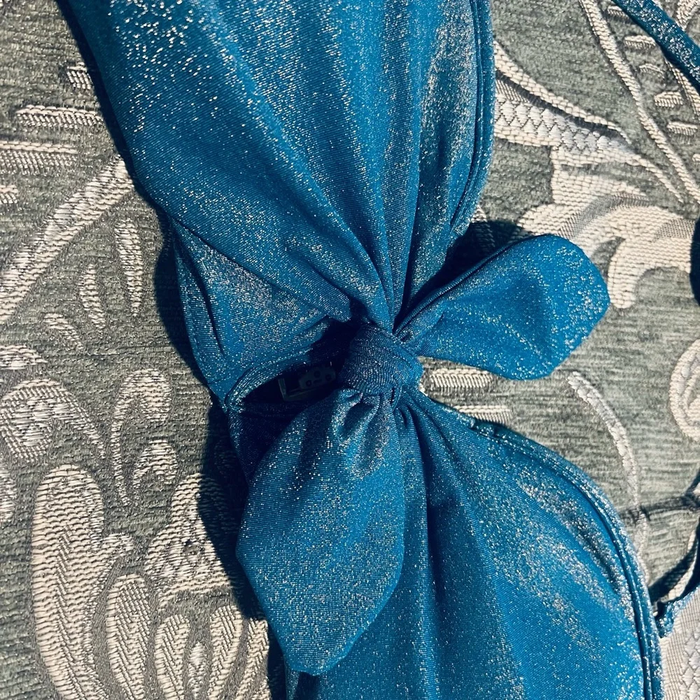Zimmermann Raie Lurex Blue Iris Tie Bikini Set